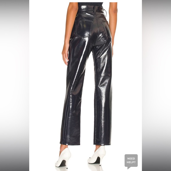 Agolde Recycled Leather 90's Pinch Waist in Shadow Patent pants - Picture 2 of 4